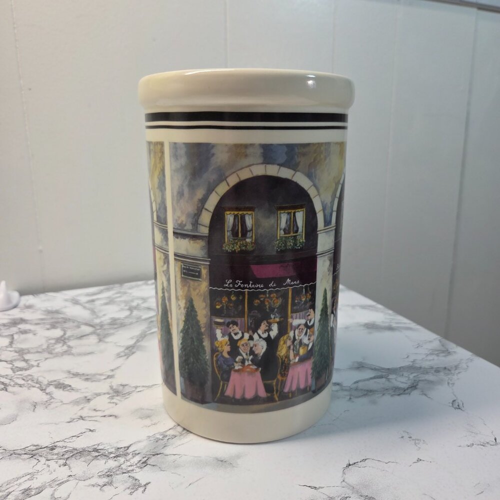 California Pantry Paris Cafe Classic Ceramic Utensil Holder Wine Chiller Cooler - Picture 2 of 9